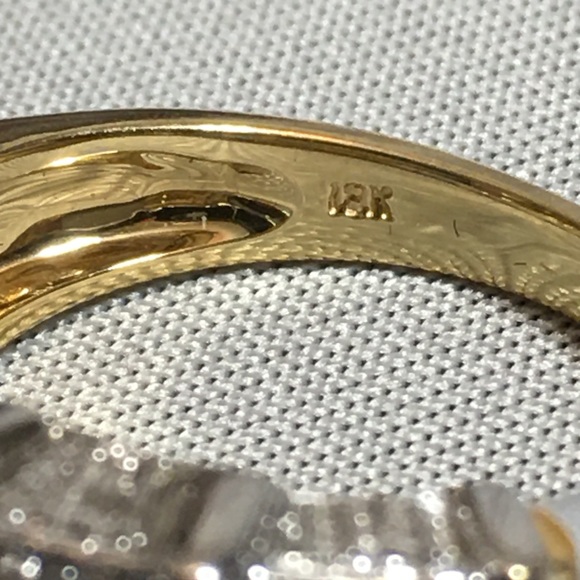 TANZANITE AND DIAMOND TWO TONE 18KT BAND - Picture 6 of 8